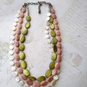Multi Strand Gemstone/Shell Necklace